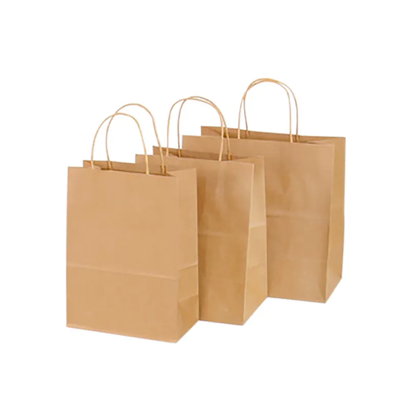 Großhandel Custom ized Plain Takeaway Papiertüte Umwelt freundliche recycelte braune Kraft papier Takeout Bag mit Logo für Fast Food