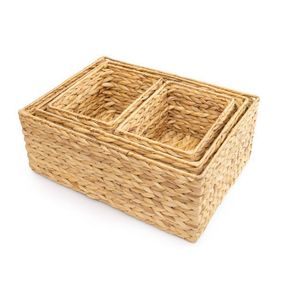 Premium Multifunctional Water Hyacinth <b>Rectangular</b> Storage <b>Basket</b> With Lid Eco Friendly Organizer Vietnam Manufacturer - Product Image 3