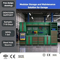 Armoire à outils modulaire industrielle en acier laminé à froid 2026 avec évier et réfrigérateur, OEM/ODM/OBM, pour garage, atelier de réparation et stockage