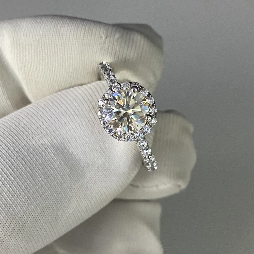 925 סטרלינג תכשיטי כסף טבעת תכשיטי Moissanite אבן טבעת אירוסין לחתונה טבעת רומנטי סגנון תכשיטים