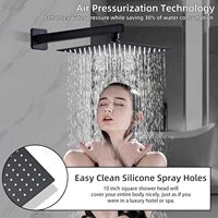 HOMEDEC Système de douche complet carré de 10 pouces avec fonction pluie, douchette à main 3 fonctions, bec de baignoire cascade et robinet de douche mural en laiton
