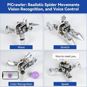 Ván Sunfounder Picrawler AI Robot Kit Đối Với <span class=keywords><strong>Raspberry</strong></span> Pi5/4/3B +/3B/Zero 2W, Chatgpt-4o Kích hoạt, Python, FPV (RPI Không Bao Gồm - Product Image 4