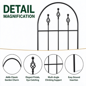 Treillis de jardin en métal arqué élégant et classique, thermolaqué, anti-rouille, 122/152,5 cm, pour patio, jardin, mariage, aménagement paysager, modélisation 3D - Product Image 5