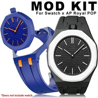 Luxuriöses Biokeramik-Uhrengehäuse + Gummiarmband für Swatch AP Royal Pop Taschenuhr Silikonband Modifikations-Set