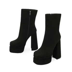 Bottes courtes sexy XSD à talon épais et semelle épaisse, confortables, noires, pour soirée, talon haut, 2025 - Product Image 3