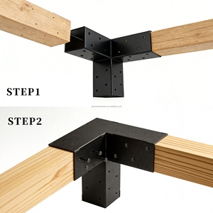 4x4 <strong>Post</strong> <strong>Bracket</strong> Connector Kit / 6x6 <strong>Post</strong> Connector <strong>Bracket</strong>, Matte Black Steel for Pergola Gazebo Deck Fence DIY - Product Image 1
