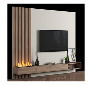 Meuble TV Mural Moderne KEJIA <span class=keywords><strong>pour</strong></span> Salon, avec Vitrine et <span class=keywords><strong>Cheminée</strong></span> Électrique - Product Image 1