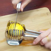 Meilleurs ustensiles : Trancheuse à tomates, coupe-citron, pinces à fruits rondes multifonctionnelles, support à oignons en acier inoxydable