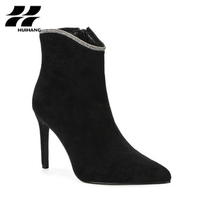 אייקוני נשים עקב גבוה הקרסול חורף מוצק גובה דפוס עלייה עם רינסטון נוח ללבוש מסוגנן - Product Image 3