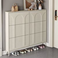 Armoire à chaussures ultra-mince à dessus rabattable Porte noire Meubles d'entrée de style américain pour entrée étroite Couloir Porte-chaussures extérieur