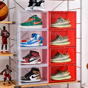 Storage Shoe Box Shoes Plastic Shoe Box Storage Increase Capacity Magnetic Opening Foldable Storage Transparent Plastic Stackable Shoe Box Custom For Shoes