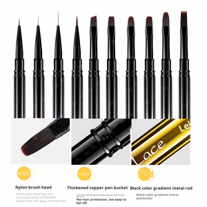Custom Brand Metal Handle Nail Art Brushes UV Gel Painting Brush <b>Set</b> for Professional Salon - Product Image 4