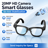 Lunettes Intelligentes IA Premium avec Caméra HD 20MP et Stabilisation EIS, Lunettes Bluetooth pour Vlogger Sportif et Voyage