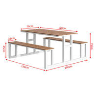 Ensemble table et chaises en WPC pour l'extérieur avec parasol, mobilier de loisirs tendance pour cour, rue piétonne commerciale et restaurant