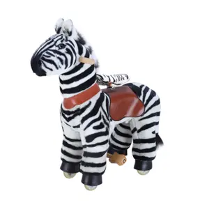 La più recente attrezzatura da fiera elettrica meccanica a piedi in peluche giostre per bambini cavalcano su un cavallo a dondolo Zebra animale giocattolo