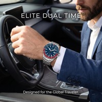 Reloj con Logotipo Personalizado para Hombre, Esfera Azul, Doble Zona Horaria, Bisel Giratorio, Acero Inoxidable, Resistente al Agua, Luminoso, Deportivo, con Ventana de Fecha