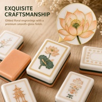 Jeu de Mahjong Oriental Lotus en Acrylique avec Tuiles Double Couche Dorées – Mahjong Chinois en Gros – Élégant Ensemble de Jeu pour la Maison