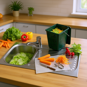 ROTHO Compost Timer Greenline 10L Kitchen Waste <b>Bin</b> With Lid For Organic Recycling - Product Image 3