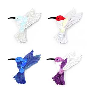 Broche de Colibrí Vintage de Alta Calidad para Mujeres Amantes de las Aves, Joyería de Aleación Acrílica Cortada con Láser con Tecnología de Plateado - Product Image 1