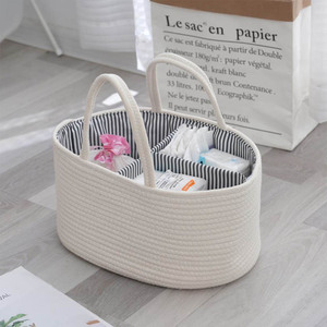 Baby Diaper Caddy Organizer for Girl Boy Cotton Rope Nursery Storage Bin <strong>Basket</strong> Portable Holder Tote Bag for <strong>Changing</strong> <strong>Table</strong> - Product Image 4