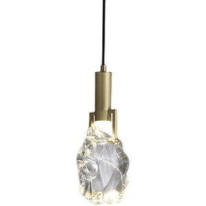 Lampe suspendue ovale en cuivre massif à LED à tête unique, longue ligne, cristal, lampe de chambre à coucher, style minimaliste, luxe, salon, bureau - Product Image 1