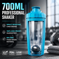 Bouteille d'eau en Tritan de 700 ml/23 oz personnalisable, écologique, pour la gym et le sport, avec couvercle à vis anti-fuite, pour boire directement