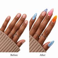 Collection de faux ongles à presser de créateur, vente en gros, personnalisés, en forme d'amande, 3D, réutilisables, artificiels, motifs floraux tropicaux