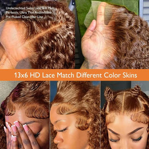 วิกผมลูกไม้ด้านหน้าสีน้ำ<span class=keywords><strong>ต</strong></span>าลช็อคโกแล<span class=keywords><strong>ต</strong></span>วิกผมหยิกเข้มคลื่นลึกความหนาแน่น250 13X6 HD วิกผมแท้ส่วนหน้าสำหรับผู้หญิงผิวดำ - Product Image 4