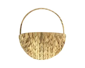 XH Semi-circle Decor Basket Designs Water Hyacinth Wall Storage Organizer Basket Sets Handmade Woven Wall Baskets