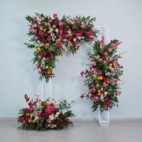 Nueva Flor Artificial de Seda Teñida a Mano para Decoración Floral de Bodas Modernas, Color Rosa Intenso, Planta Verde