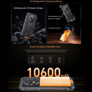 Teléfono Inteligente Resistente OUKITEL G1 OEM, Pantalla de 6.52 Pulgadas, 6 GB + 256 GB, 10600 mAh, 5 MP + 48 MP, Doble SIM, Android 14, IP68, Teléfonos Móviles Resistentes - Product Image 3