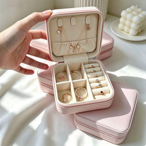 Elegante Caja Organizadora de Joyería de Cuero, Mini Estuche <span class=keywords><strong>para</strong></span> Guardar Anillos, Aretes y Collares, Regalo de Boda <span class=keywords><strong>para</strong></span> Mujeres y <span class=keywords><strong>Niñas</strong></span> - Product Image 2