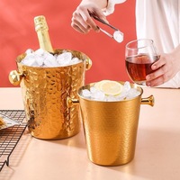 Seau à glace moderne minimaliste en acier inoxydable doré, résistant à la rouille, de luxe léger, capacité 2L/4.5L, pour bar, fête, maison, salon