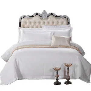 豪华酒店星级100% 纯棉舒适纯白色酒店床上用品套装酒店豪华