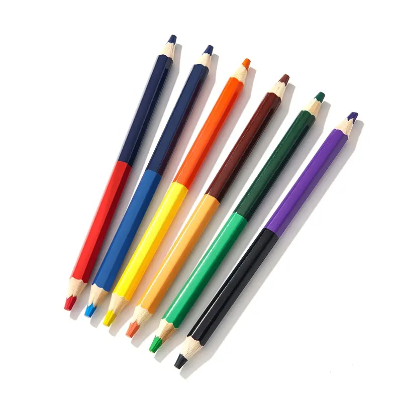 High quality 12 Colors 24 Colors Jumbo Size Double End Color Pencils Double Two Sided Tip