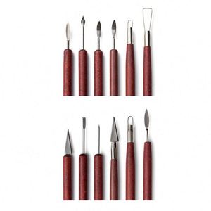 Ensemble d'outils de sculpture en céramique à double tête en acier inoxydable avec manche en bois, 6 pièces, modèle Bv0901 - Product Image 2