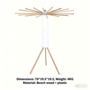 Usine naturel verni bois de hêtre massif 16 pièces bras amovibles pieuvre support en bois sac vêtements trépied étendoir - Product Image 6