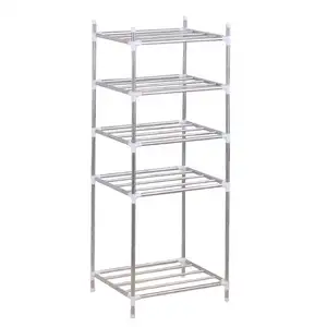 5 Tier Stainless Steel Stackable Kitchen Organizer Shelf Rack Microwave Oven Pot Pan Steamer Storage Holder Rack Shelves