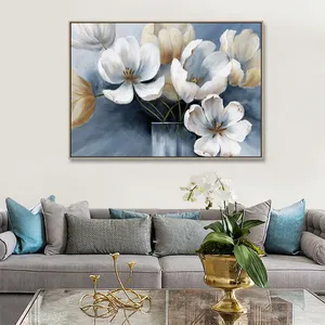 Modern White Customized Blossom Art Canvas Wall Art Picture Printed Floral Artwork Painting Flower For Home Decor