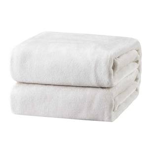 Couverture en flanelle polaire blanche tricotée unie personnalisée de haute qualité, douce et confortable, <span class=keywords><strong>avec</strong></span> motif imprimé pour toutes les saisons - Product Image 1