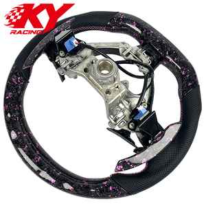 Volante deportivo LED de fibra de carbono forjado rosa personalizado con levas de cambio, adecuado para Toyota 86 GT86 GR86 Subaru BRZ - Product Image 3