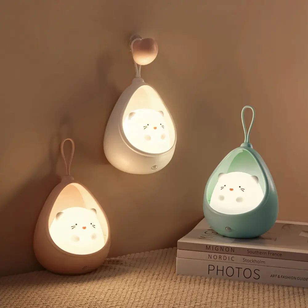 Cute animal children's induction light children's bedroom Usb rechargeable silicone wall lamp sensor control Led night light