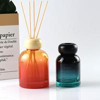 100 ml 200 ml couleur maison décorative bleu verre parfum roseau diffuseur bouteille vide rond diffuseur bouteilles en verre