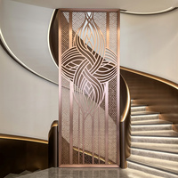 Paravent décoratif en acier inoxydable doré, motif en arc découpé au laser, séparateur de pièce, design incurvé, panneau pour hall d'hôtel