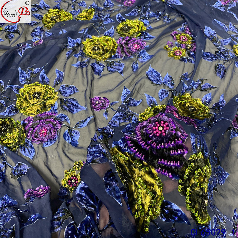 lisami rts new style fashion beautiful handbean silk chiffon velvet luxury fashion fabric