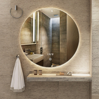 Miroir rond de salle de bain rétroéclairé par LED, indice de protection IP44, miroir argenté sans cuivre de 5 mm, écologique, à fixation murale pour appartement/hôtel