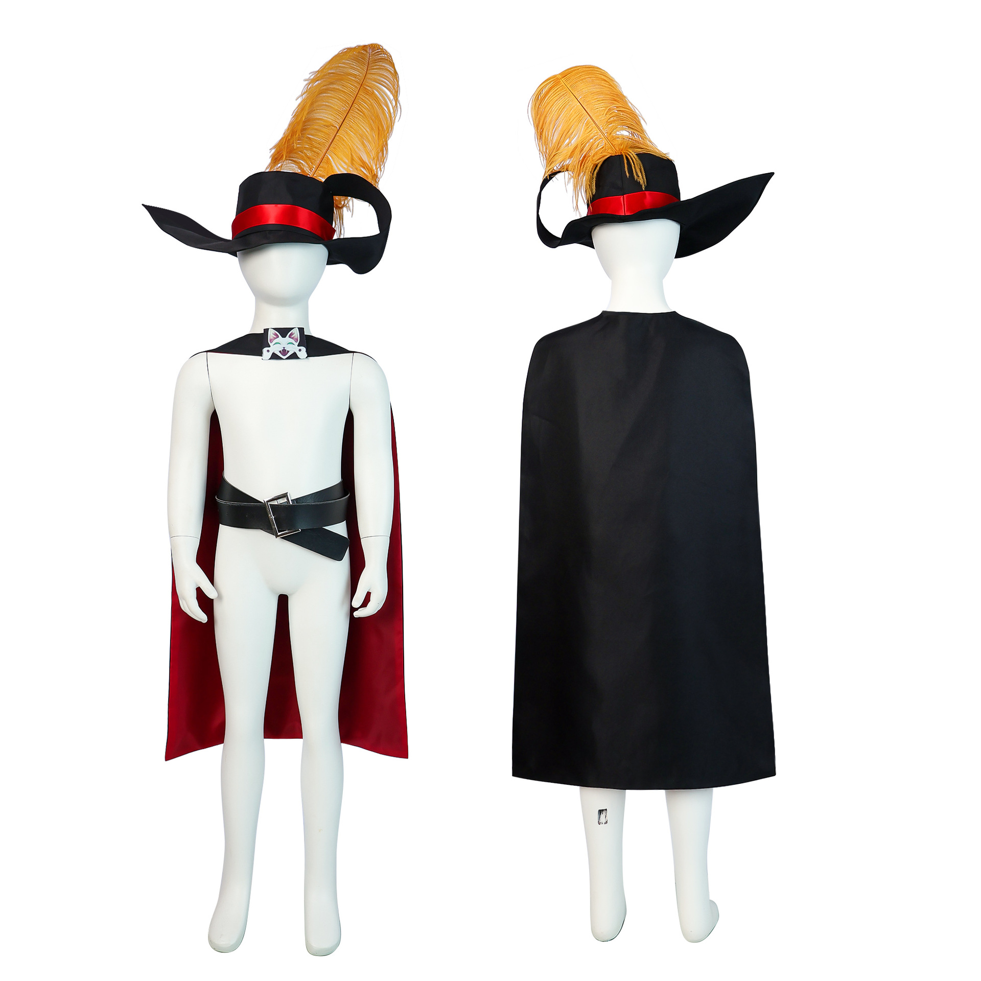 Set completo rosso (cappello + mantello + cintura + copriscarpe)