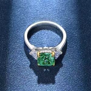 OEM Best Seller S925 plata esterlina lujo promesa delicado anillo granate Bling Simple circón Esmeralda anillos de boda para las mujeres - Product Image 3