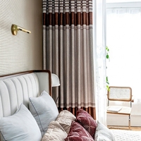 Rideau de fenêtre rétro en polyester, couleur unie, semi-occultant, translucide, personnalisable, toutes saisons, style américain, rideau pour la maison