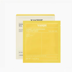 Masque facial en feuille YASIJIE à la niacinamide, glutathion et vitamine, éclaircissant et antioxydant, boîte de 4 pièces, atténue les taches brunes, anti-terne, hydratant, pour tous types de peau - Product Image 6